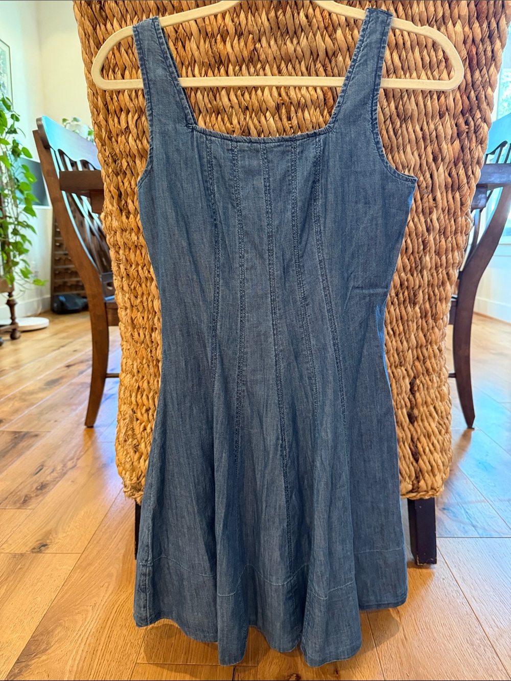 LOFT Denim Blue Sleeveless Fit-and-Flare Dress
